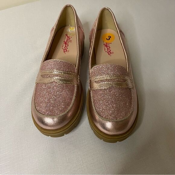 Jellypop Girl Pink Metallic Glitter Moccasins Size 3 - Picture 1 of 8